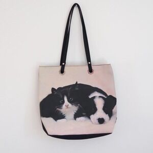 y2k cat dog photo tote bag indie sleaze graphic